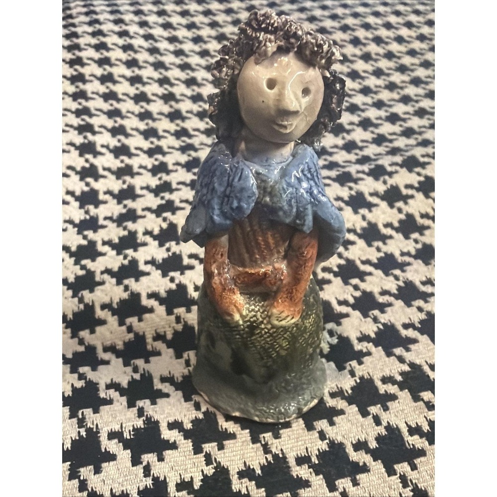 VTG Studio Art Pottery Mermaid Figurine Folk Art 3" OOAK Whimsical Sea Woman